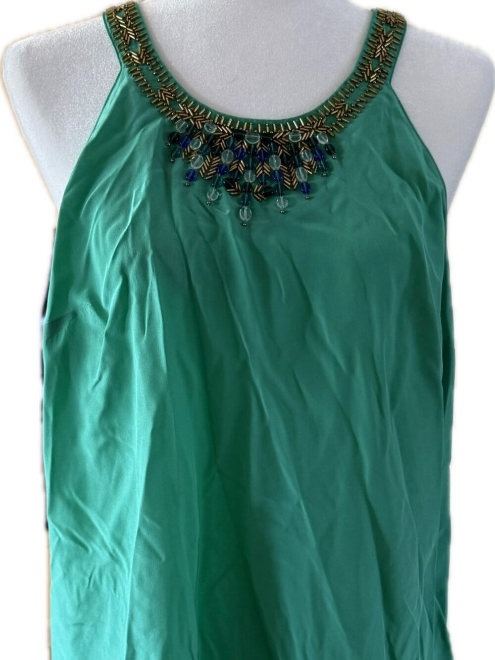 Lilly Pulitzer Silk Corsica Tank Embellished Neck Jade Size L